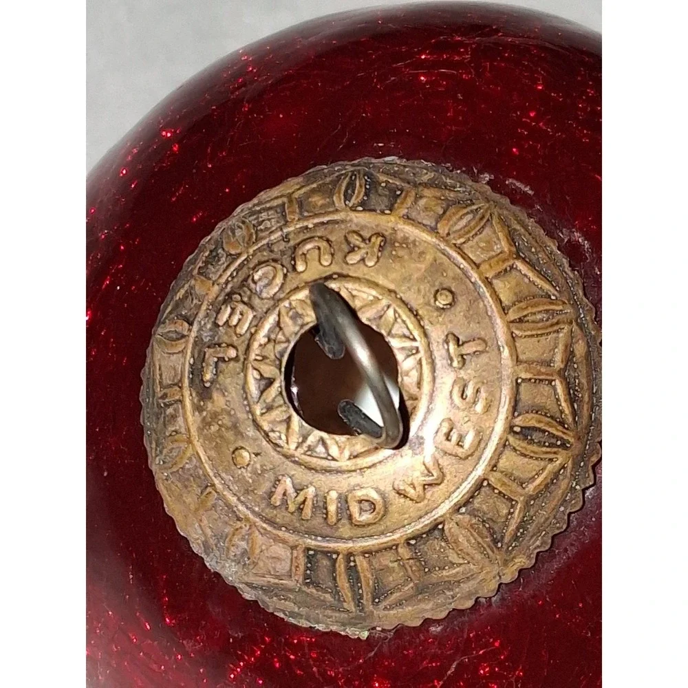 Vintage Midwest Kugel Red Crackle Glass Christmas Ornament 2.75